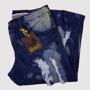 Christian Audigier Smet Reborn Distressed Acid Wash Jeans